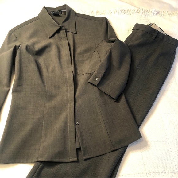 Gap Pants Charcoal Grey Pinstripe Cropped Dress Pants Stretch size 2 - Picture 12 of 16